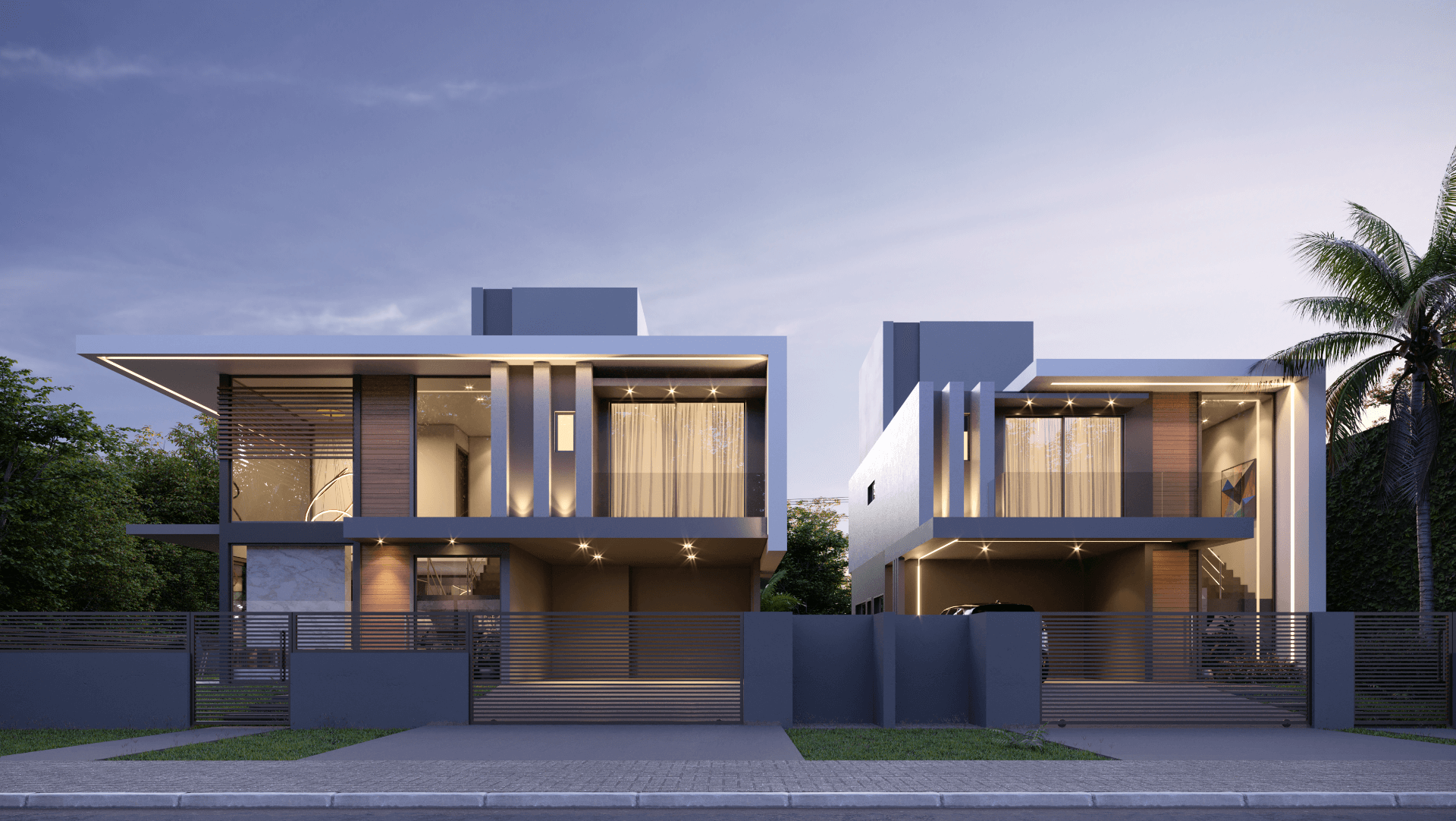 Imagem de casa com duas garagens.