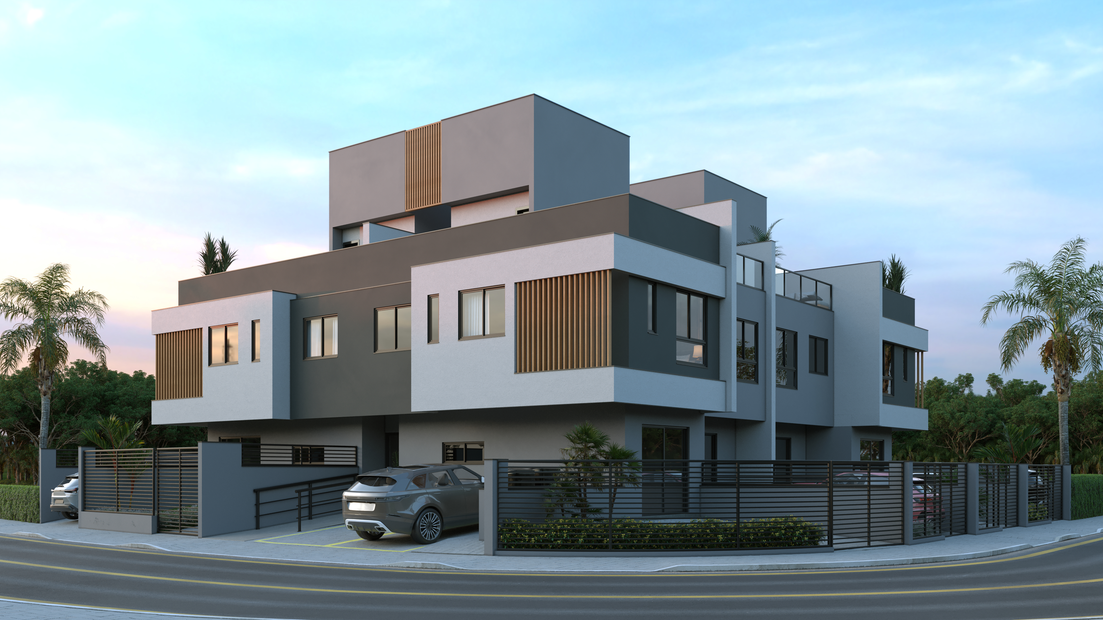 Imagem de casa com duas garagens.